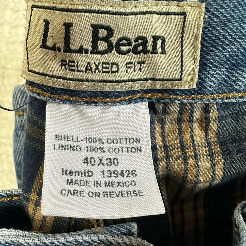 LL Bean Jeans 40x30 Double L Relaxed‎ Fit Flannel Lined Cotton Cold Weather Work